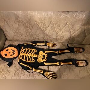 Kids pumpkin skeleton costume one size